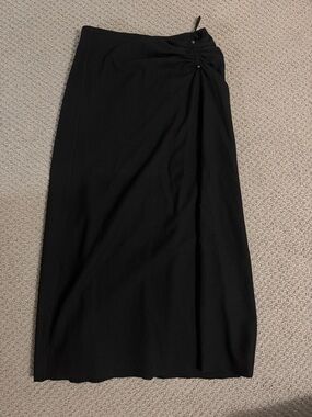 Massimo Dutti Black Maxi Skirt with Side Gather